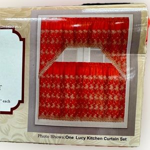Lucy 3 piece Embbroidery kitchen curtain  set .